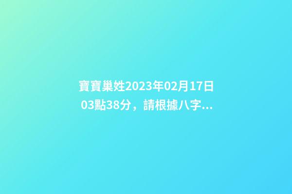 寶寶巢姓2023年02月17日 03點38分，請根據八字喜用神推薦名字